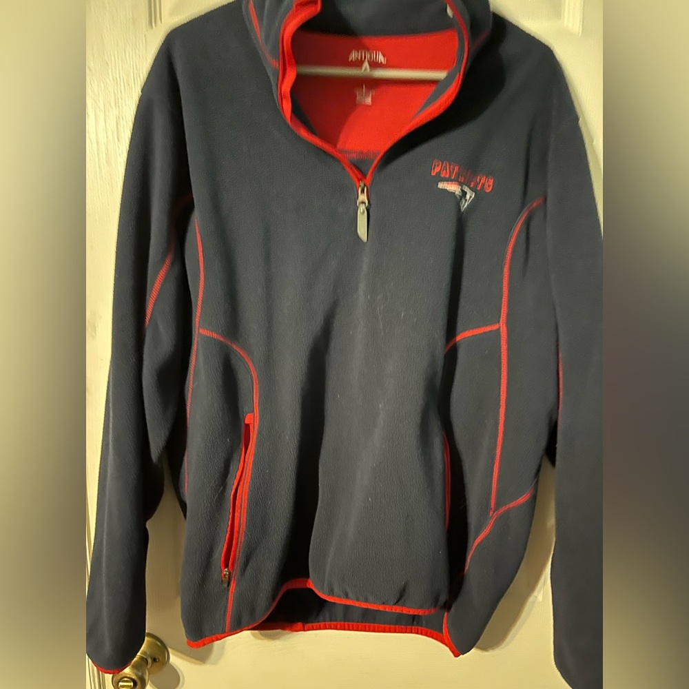 Men’s large fleece quart zip pullover Patriots